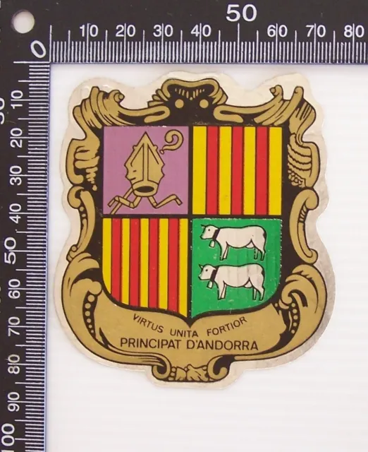 Vintage Principality Of Andorra Crest Travel Souvenir Car Truck Luggage Sticker