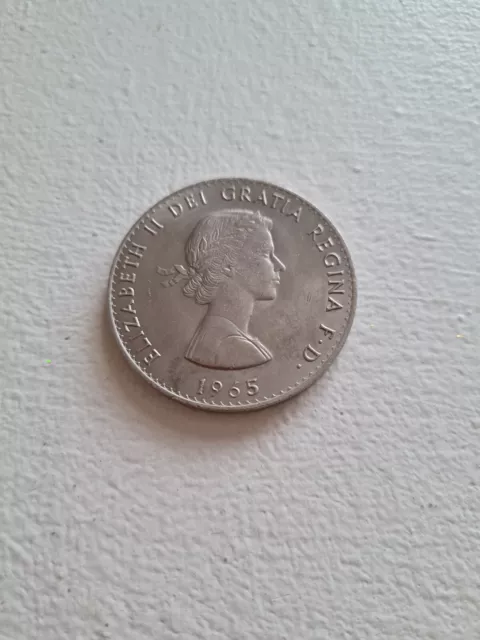 Rare Vintage 1965 Queen Elizabeth II Winston Churchill Commemorative Crown Coin