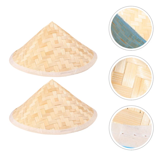 2 pz cappello di paglia decorativo bambù scuola elementare asiatico coolie messicano