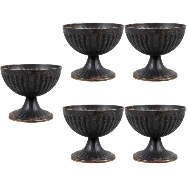 5x Jarrón de flores secas en hierro estilo vintage trofeo jarrón de flores urna maceta