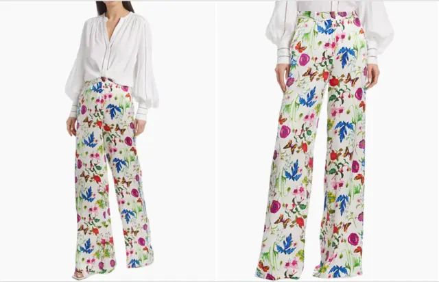 L'AGENCE  Gavin Floral Wide-Leg Pants  Size:0  $525    NWT