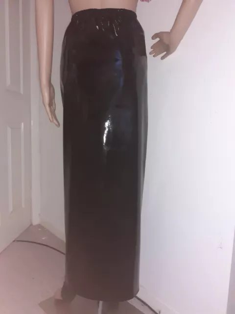 New Women's PVC Black Wet Look Band Body Tube Maxi Shiny Skirt Size Plus UK 8-28