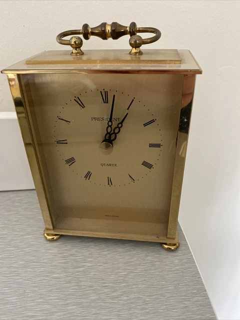 Vintage German Kienzle "President" Gilt Cased Quartz Carriage Clock.