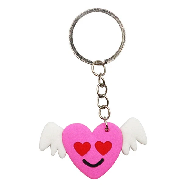 Cartoon Style Valentine's Day Keychain Creative PVC Love Heart Pendant Keyr GAIR