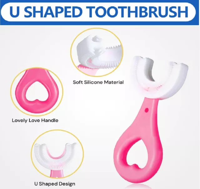 Baby Toothbrush U-shaped Silicone Brush Head 360° Thorough Cleansing Kids Tooth