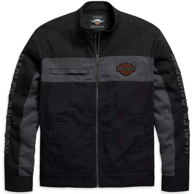 Harley Davidson Jacke Canvas Colorblock schwarz/grau Freizeitjacke Herren