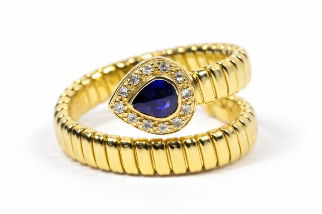 Bague Serpent En Or 18 Carats Avec Diamants - 0,17 Ct - Poids 5,34 G - Taille 52 - Occasion
