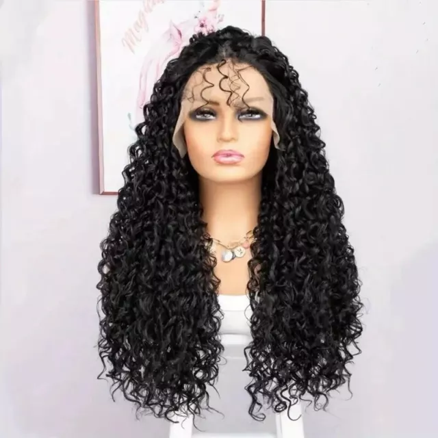 Gorgeous 24" Black Curly Hair Wig - Heat Resistant Synthetic Fiber Lace Front