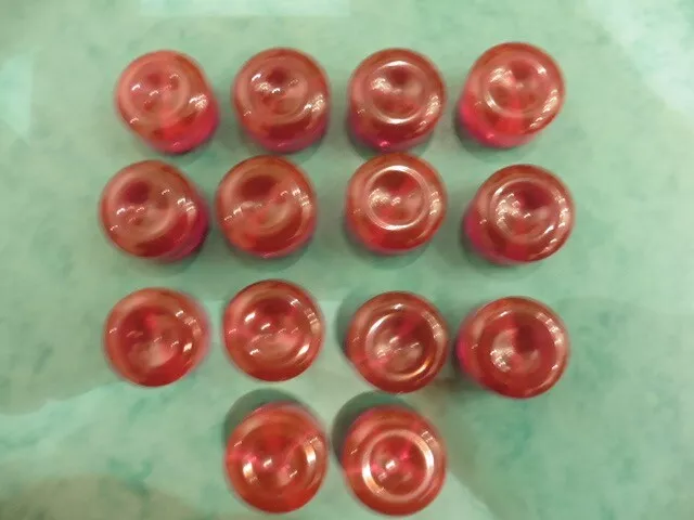 Lot de 14 BOUTONS VINTAGE EN BAKELITE LUCITE  TRANSLUCIDE VIEUX STOCK NEUF 22MM