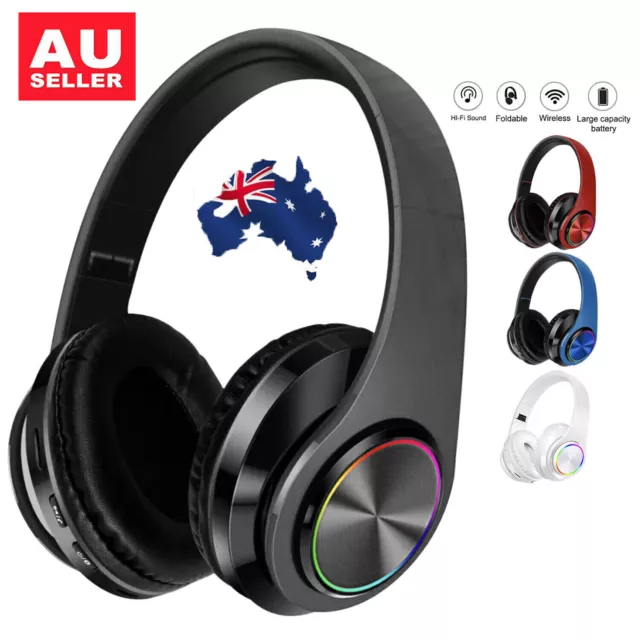 Wireless Bluetooth 5.1 Headphones Noise Cancelling Over-Ear Stereo Earphones WR