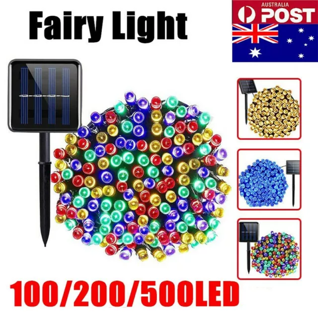 100/200/500 LED Solar Fairy String Lights Outdoor Garden Christmas Party Decor