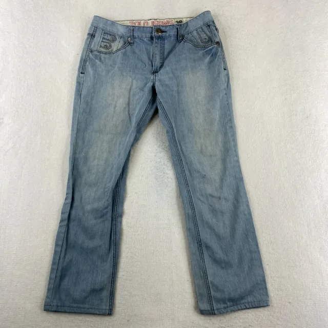Zolo Jeans Bootcut Leg Men's 36x32 Blue Stone Wash Regular Fit Cotton