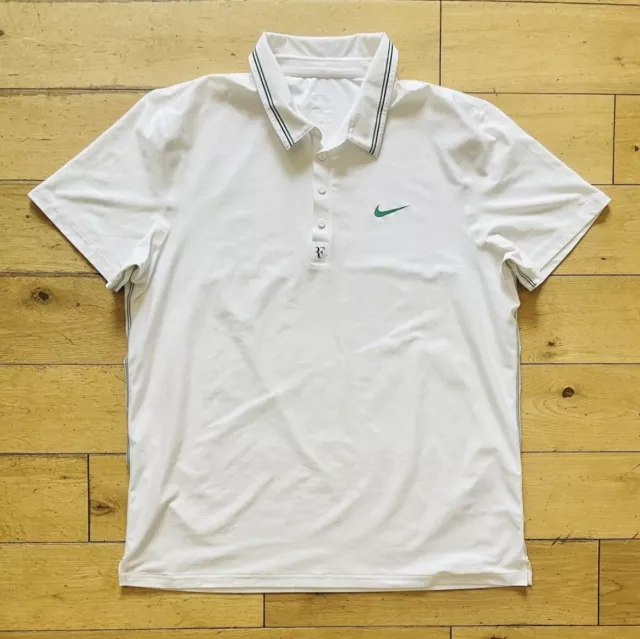Nike Roger Federer RF 2012 Wimbledon Smash Lawn Men's Tennis Polo Shirt Size XL
