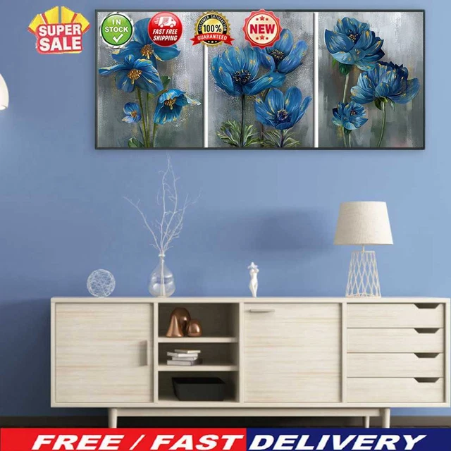 Kit de pintura por números hágalo usted mismo lámina de oro azul flor óleo arte imagen artesanal (B2141)