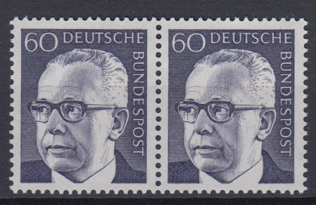 Bund 690 waagerechtes Paar Gustav Heinemann 60 Pf postfrisch