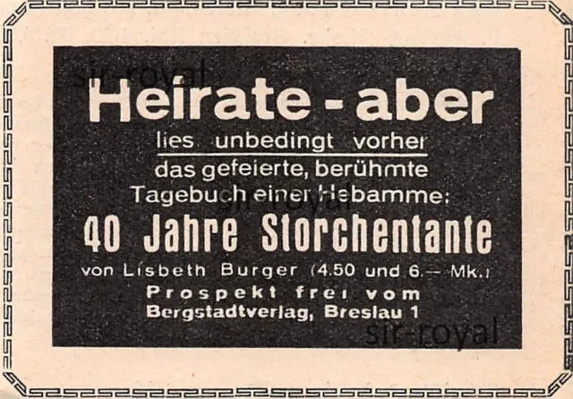 Bergstadtverlag Breslau - 1930 - Historische Werbung - Reklame ~7x5cm