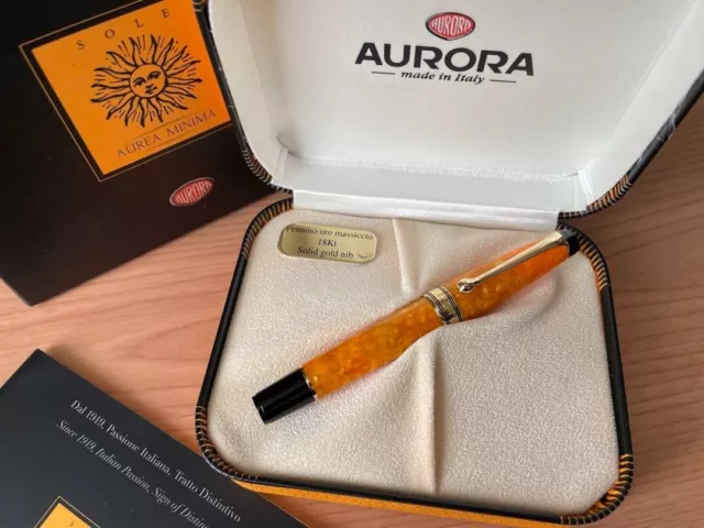 Aurora Sole Aurea MInima Fountain Pen Limited Edition Nib 18K F From Japan