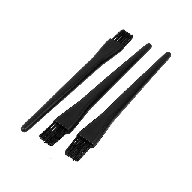 3pcs Black Plastic Straight Handle Computer PC Vents Anti Static ESD Dust Brush