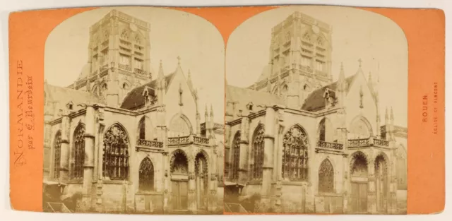 Rouen Kirche st. Vincent Frankreich Foto Neurdein Stereo Vintage Albumin c1875