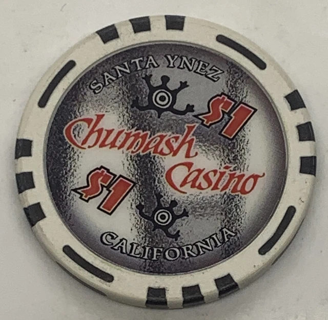 Chumash Casino Santa Ynez CA $1 Chip - California Indian Tribal White Black