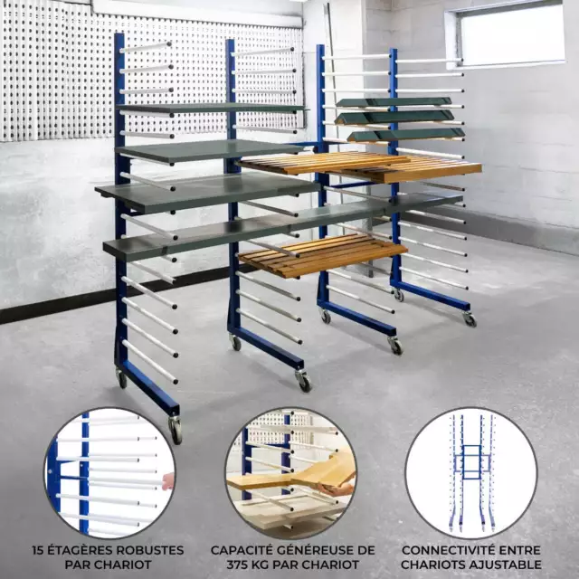 Chariots de Séchage Combinables x5 & 4 Connecteurs Étagères Interconnectables