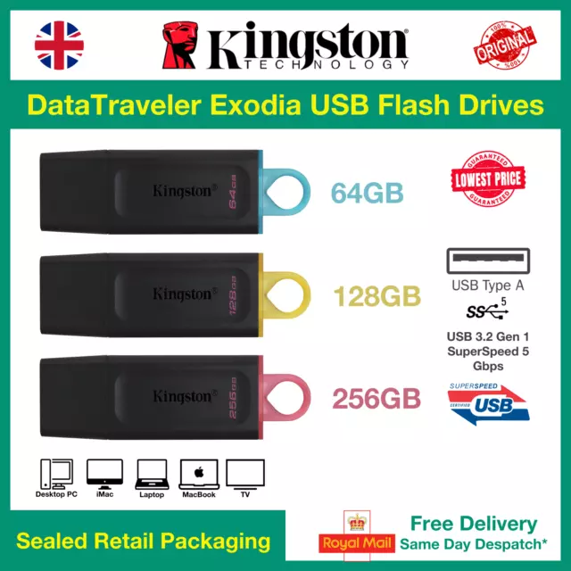 Kingston DataTraveler Exodia 64/128/256 GB USB 3.2 Memory Stick, Wholesale
