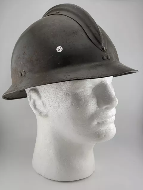 Original WW1  M15 French Adrian Helmet No Emblem Original Leather Liner. VG Cond