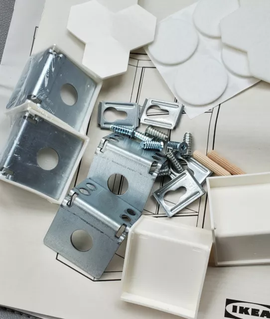 4  white new IKEA Kallax/Expedit Unit Wall Mount Clamp Brackets and felt pads