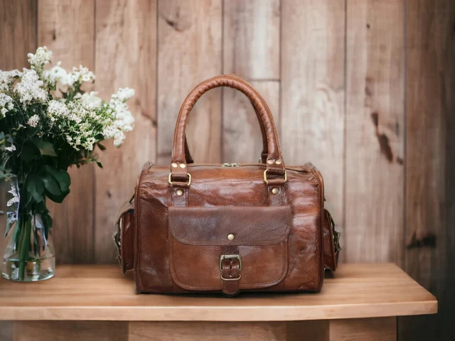Rare trouver sac en cuir Duffle voyage véritable bagage de sport nuit