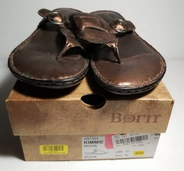 Born Sandals Women's Broen Leather Thong Flip Flop Flat Slip On Shoes Size 10