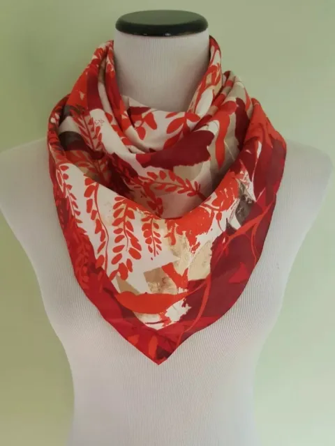 Vince Camuto women's red Rain foliage square scarf