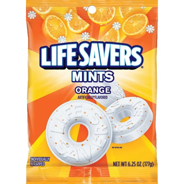 LIFE SAVERS Orange Mints Hard Candy Bag, 6.25 Ounce (Pack of 12)