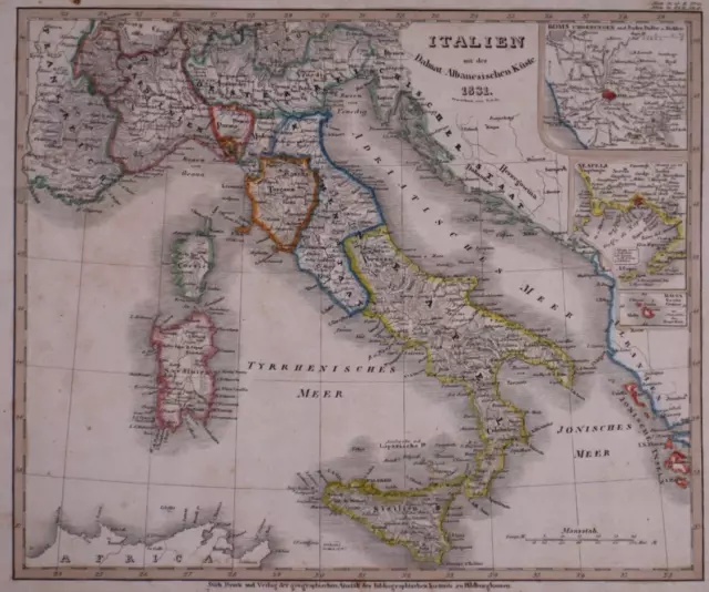 Dated 1831 Universal Atlas Map ~ ITALIEN / ITALY ~(10x12)-#1253