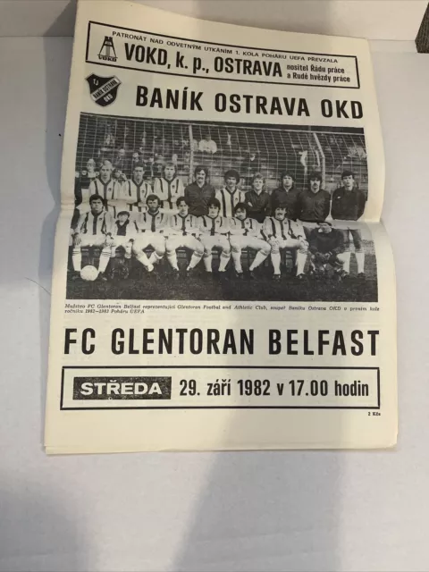 UEFA Cup  1982/83    BANIK OSTRAVA - GLENTORAN BELFAST  !!  Programme