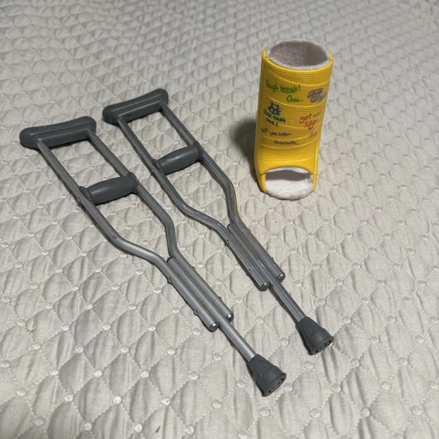 VINTAGE AMERICAN GIRL Doll Feel Better Crutches And Yellow Leg Cast 12