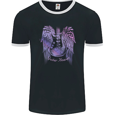 Guitar Heaven Wings Guitarist Electric Bass Mens Ringer T-Shirt FotL