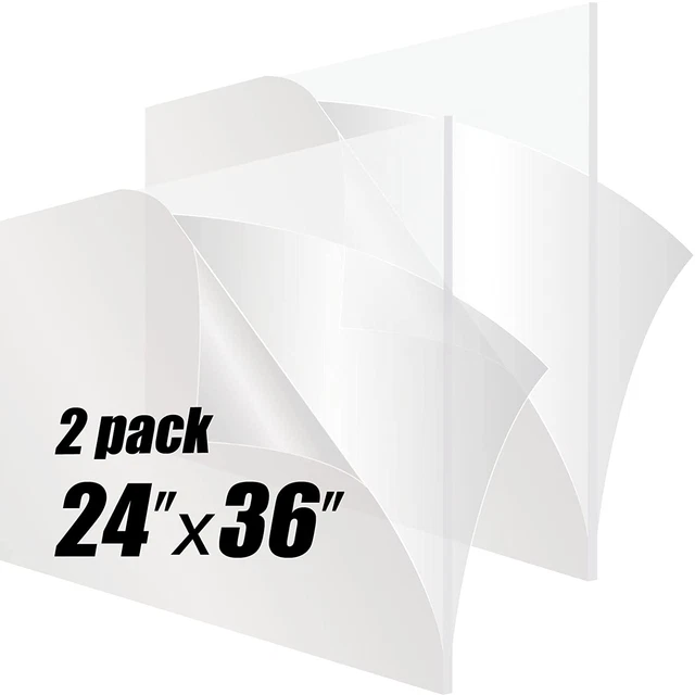 Acrylic Sheet/Plexiglass Panel 24" X 36" X 1/8" Thick Cast 2 Pieces,  3Mm Large