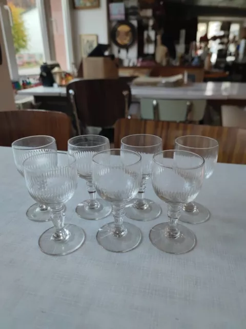 Série 7 Anciens Verres De Bistrot Modèle Gaudron H10cm (H7)