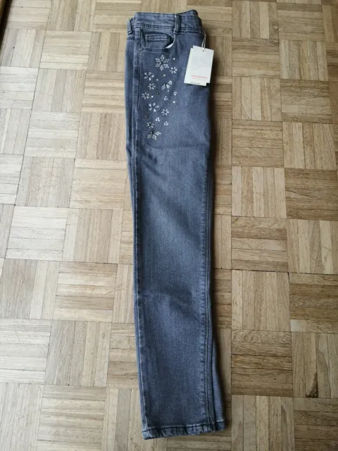 BNWT Monsoon Girls Grey Jessie Jeans, Jewelled Embellishments, Age 11, RRP £26