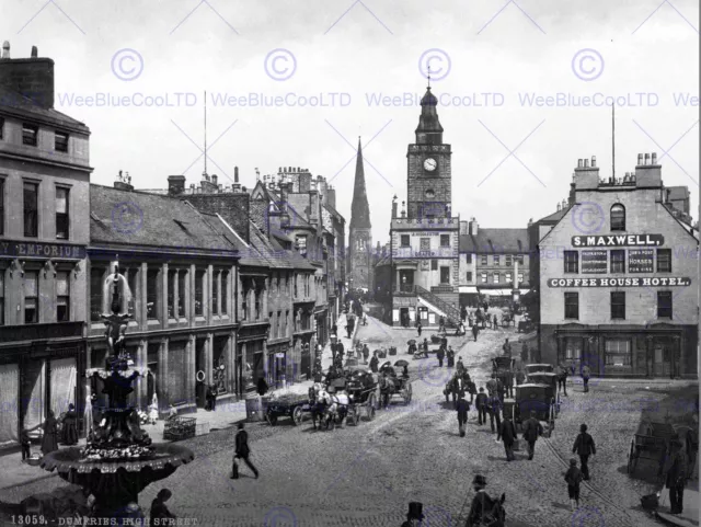 Dumfries High Street Scotland Vintage History Old Bw Photo Print Poster 576Bwb