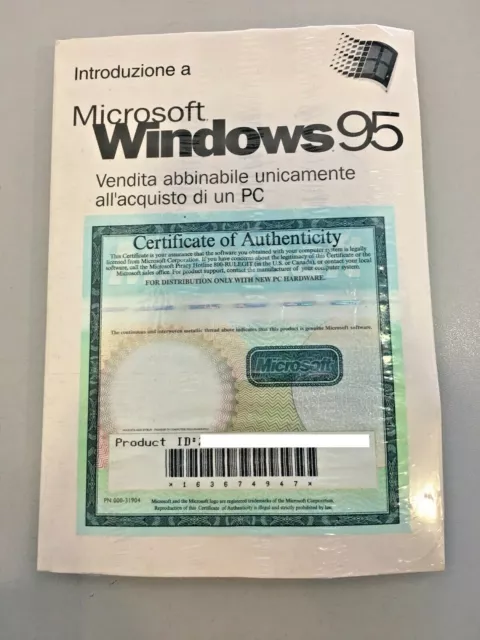 Microsoft Windows 95 licenza originale Product Key con cd - Sigillato