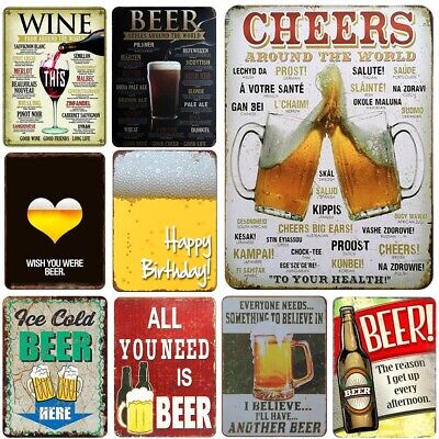 Beer Cheers Tin Sign Plate Vintage Wall Paint Decors Bar Pub Pin Up Metal Crafts