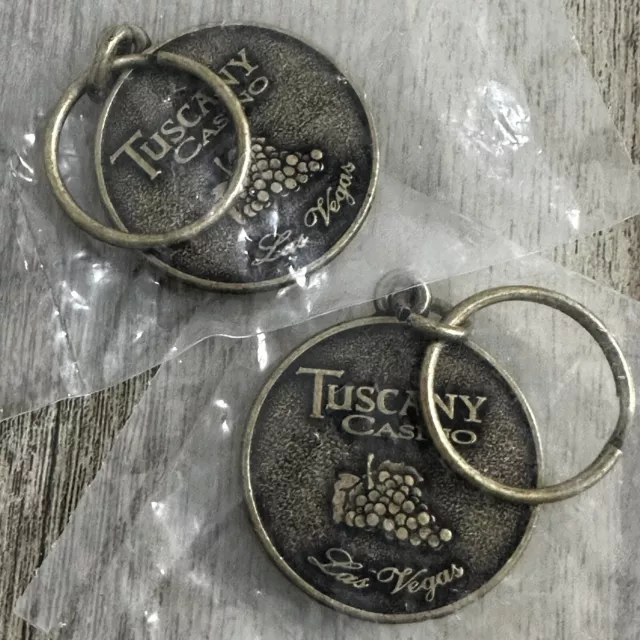 Vintage Tuscany Casino Las Vegas Key Ring Keychain Lot of 2 NOS