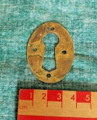 Vintage / Antique Brass Door Escutcheon Keyhole Plate  (D)