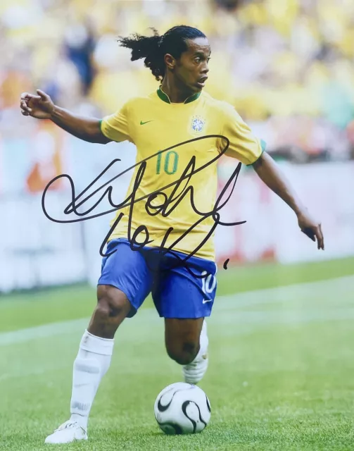 Football - Ronaldinho Signed 10x8 Pre-Print Brazil Photo - Barcelona PSG