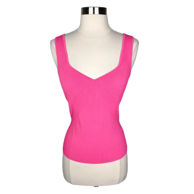 rag & bone Magenta Asher Tank Top Sz Medium Barbiecore Pink Sweetheart Neckline