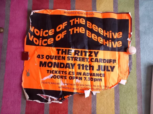 Voice of the Beehive Tour poster Cardiff music Pop memorabilia Vintage 1980s