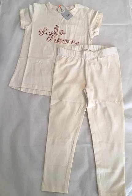 River Island Mini Girls Aged 2-3 Years Cream Style Icon T-shirt Print Set BNWT