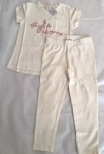 Set stampa T-shirt mini bambina River Island età 2-3 anni stile crema icona nuova con etichette