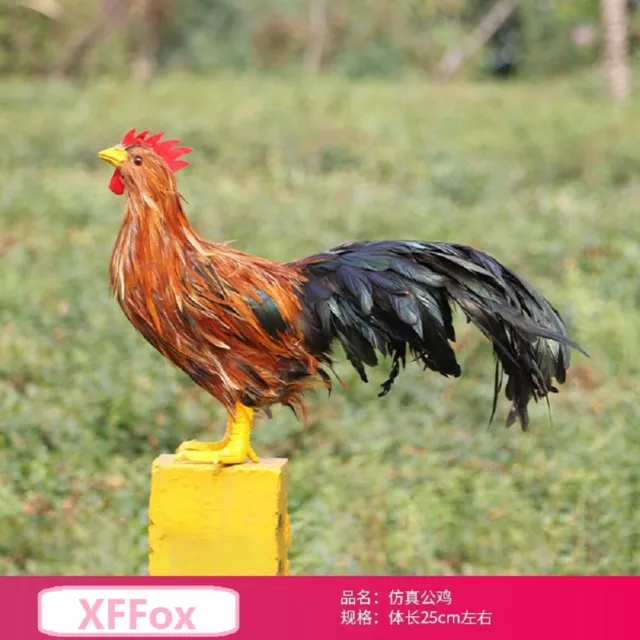 big simulation chicken toy foam and feather long tail cock model about 45cm